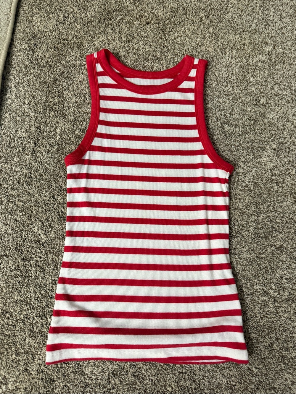 Womens Red & White Stripe Tank Top